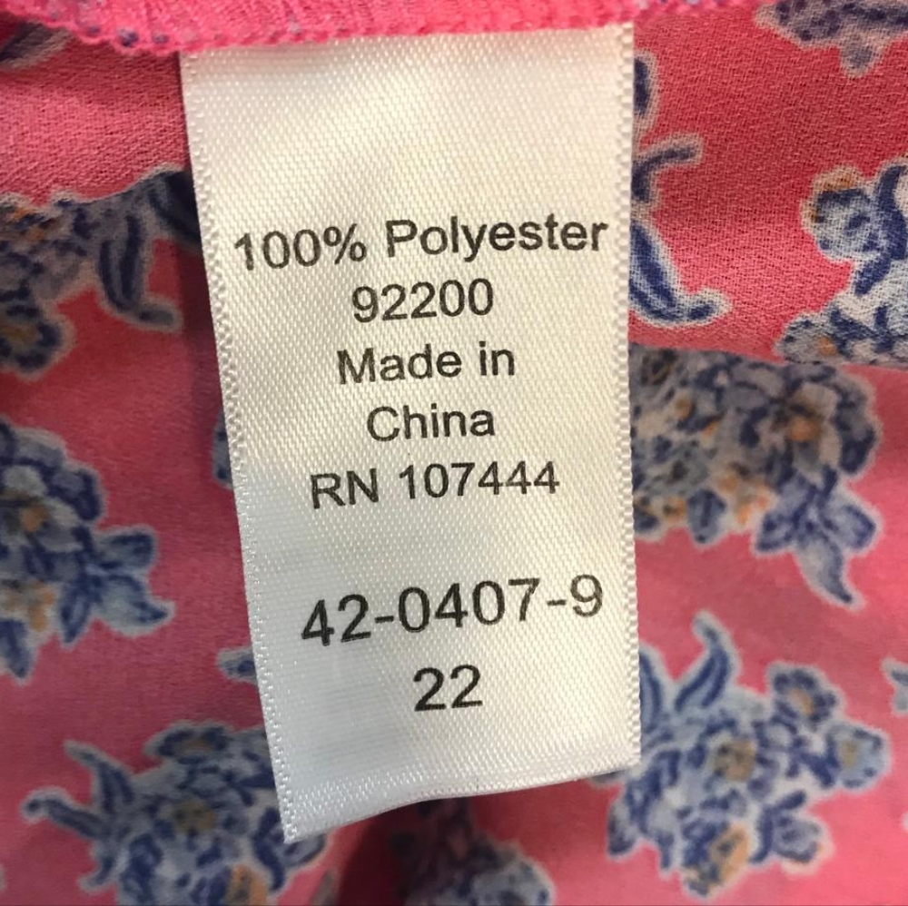 Jessica London Women's  Pink and Blue Floral Blouse Zize 22 Made In China - Picture 5 of 6